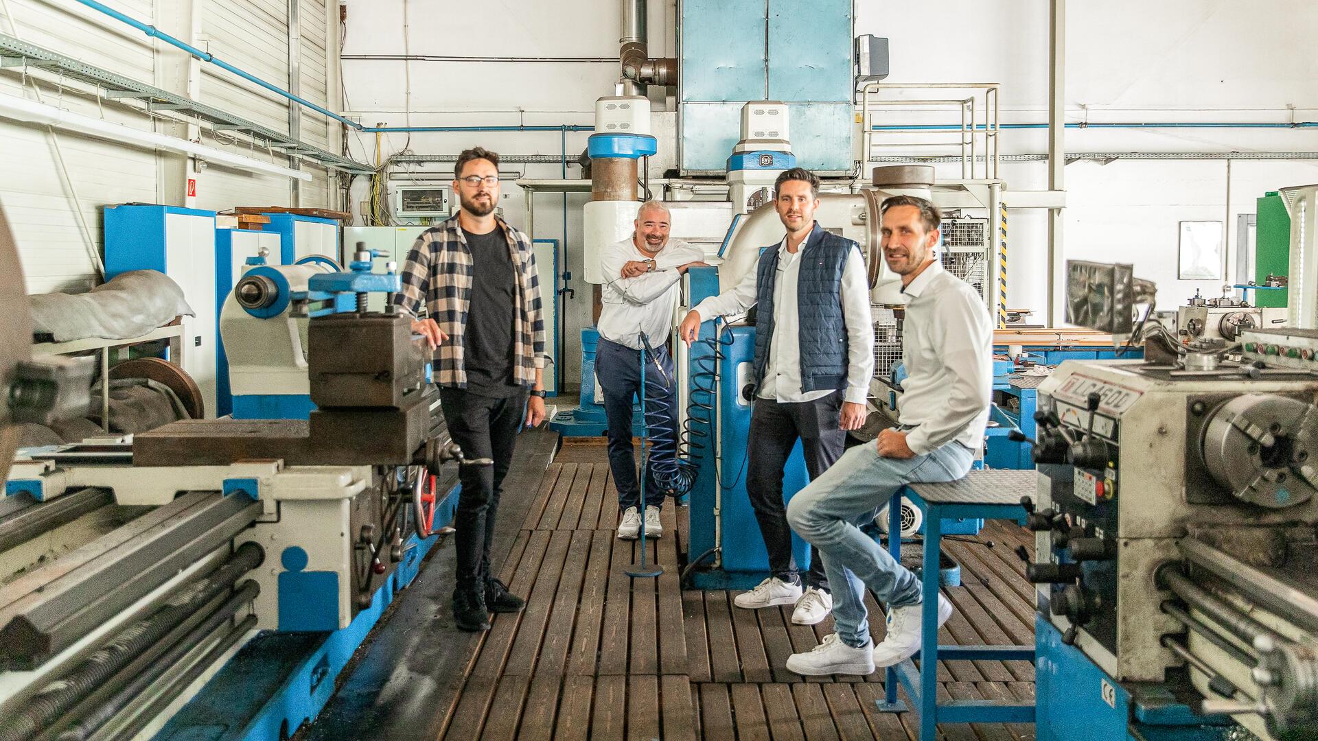 Aus „Karle & Fuhrmann“ soll das Innovationszentrum für Handwerk und Schifffahrt IHS werden (von links): Patrick Fiedler, Ertan Yildirim, Frederick und Jan-Henrik Fiedler.