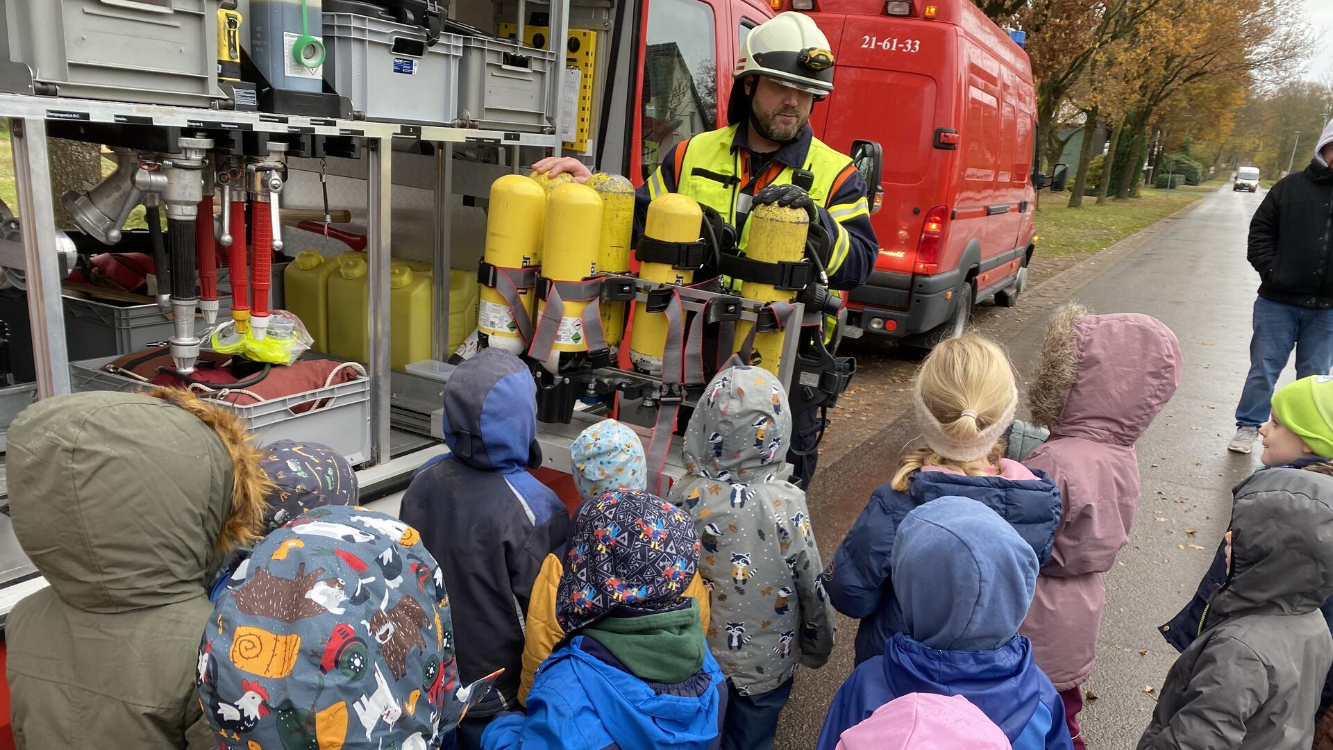 Feuerwehrübung in der Kita Auewald.