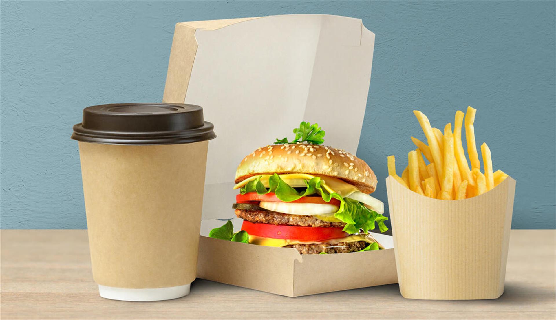 Fast Food Burger Pommes Kaffeebecher