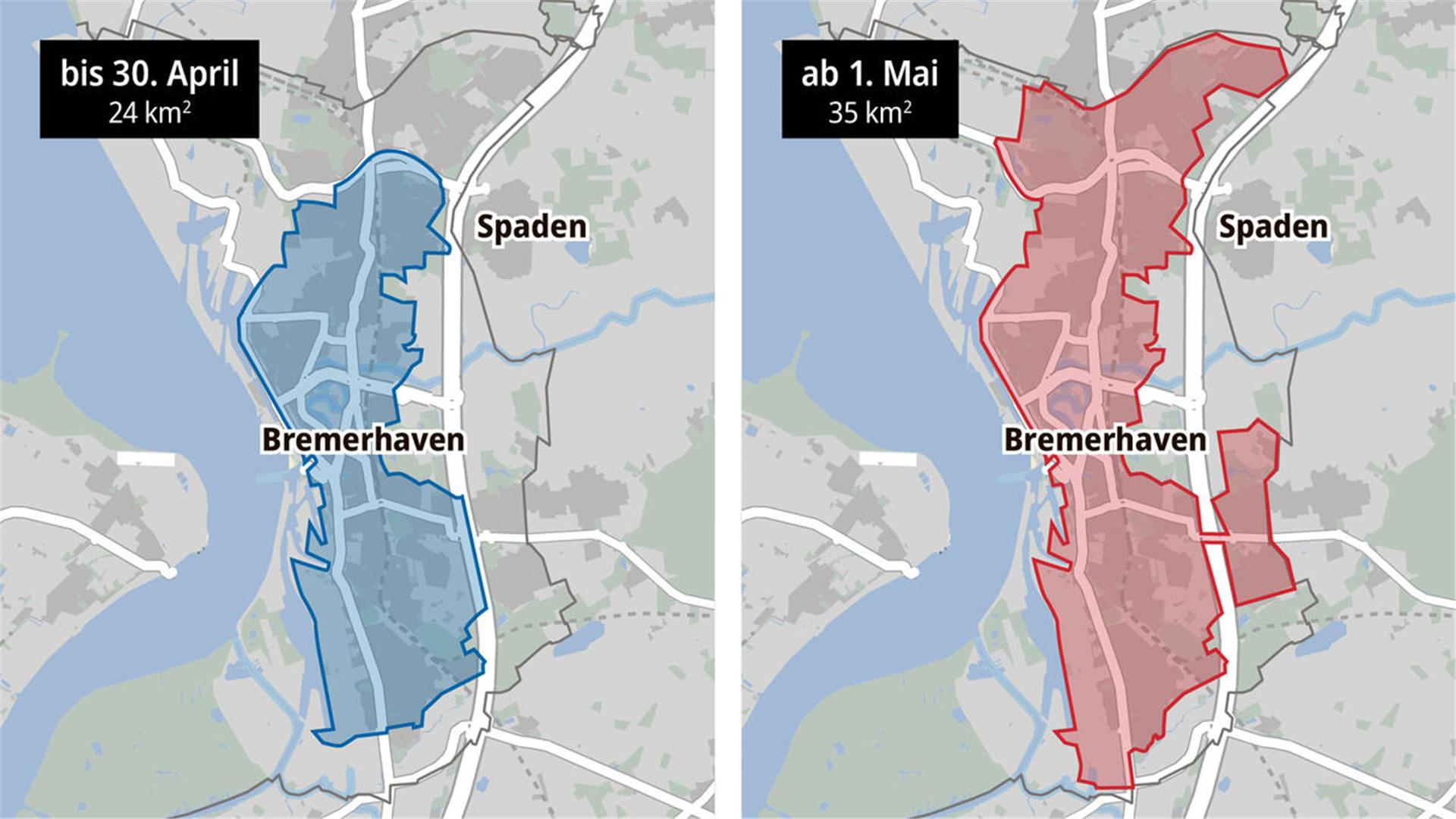 Neues Fahrgebiet von Leih-E-Rollern von Tier in Bremerhaven.