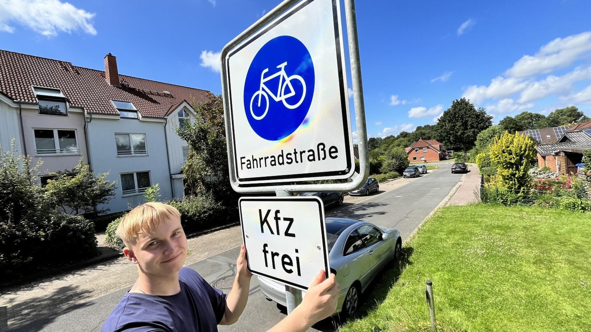 Verkehrsschilder für Fahrradstraße