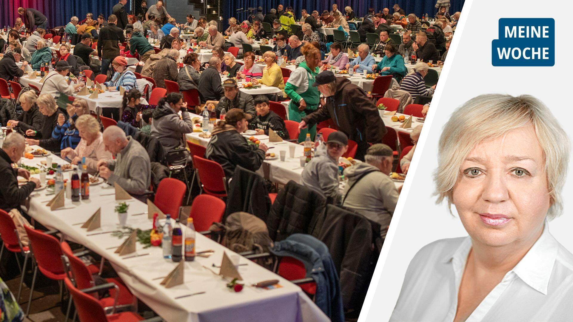 Das Weihnachtsessen für mehr als 1.000 Kunden der Tafel war eine gelungene Aktion in der Stadthalle.