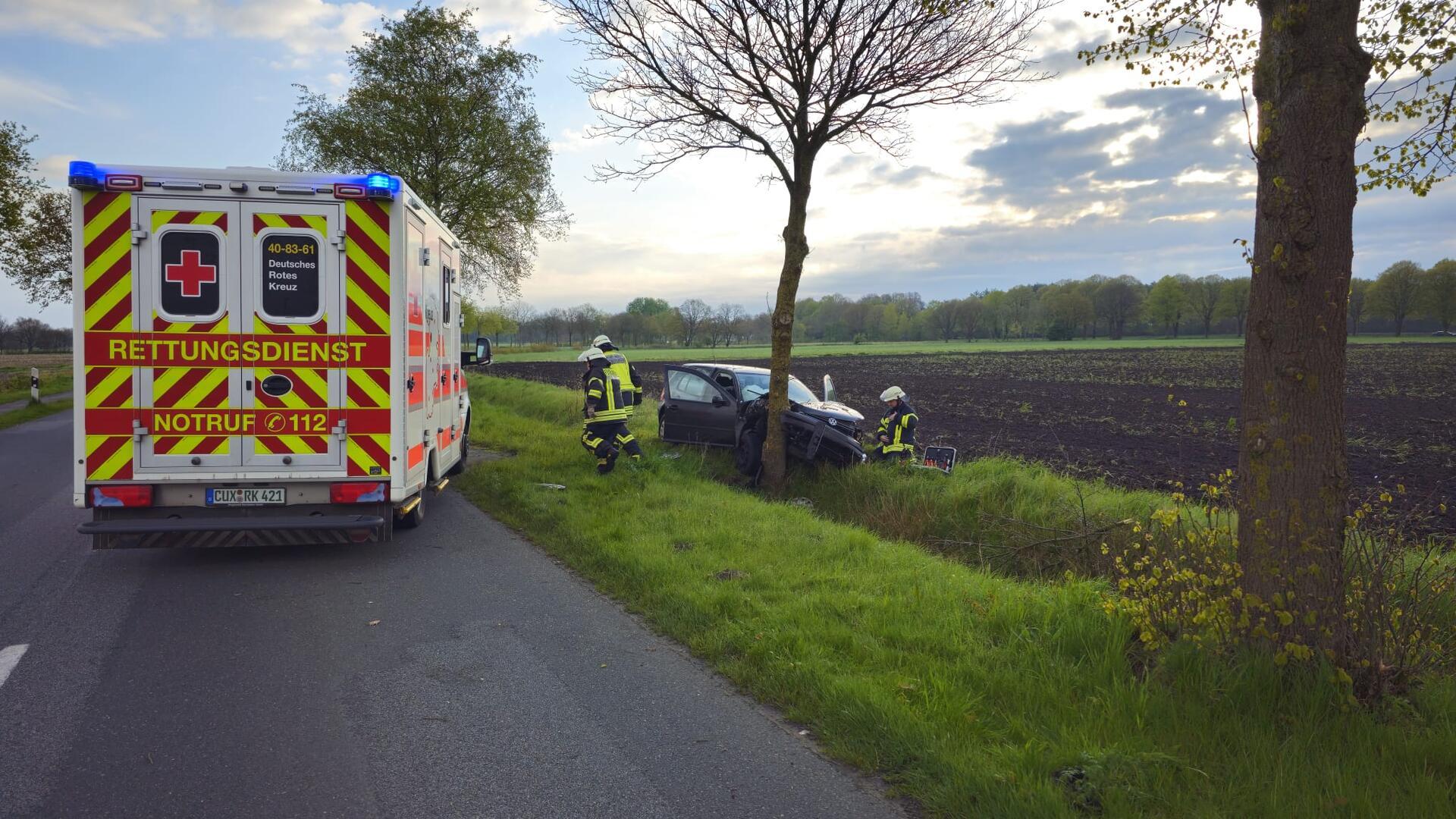 Die Fahrt des 20-Jährigen endete an einem Baum am Straßenrand.