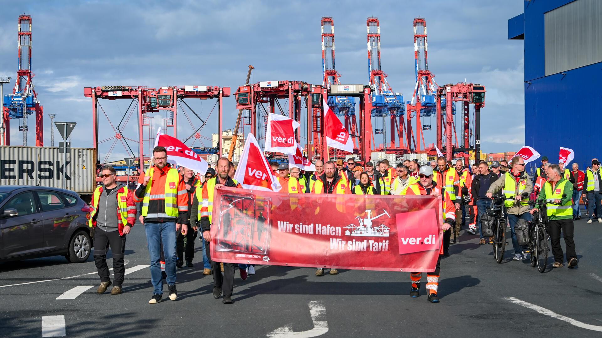 Streikende Hafenarbeiter 