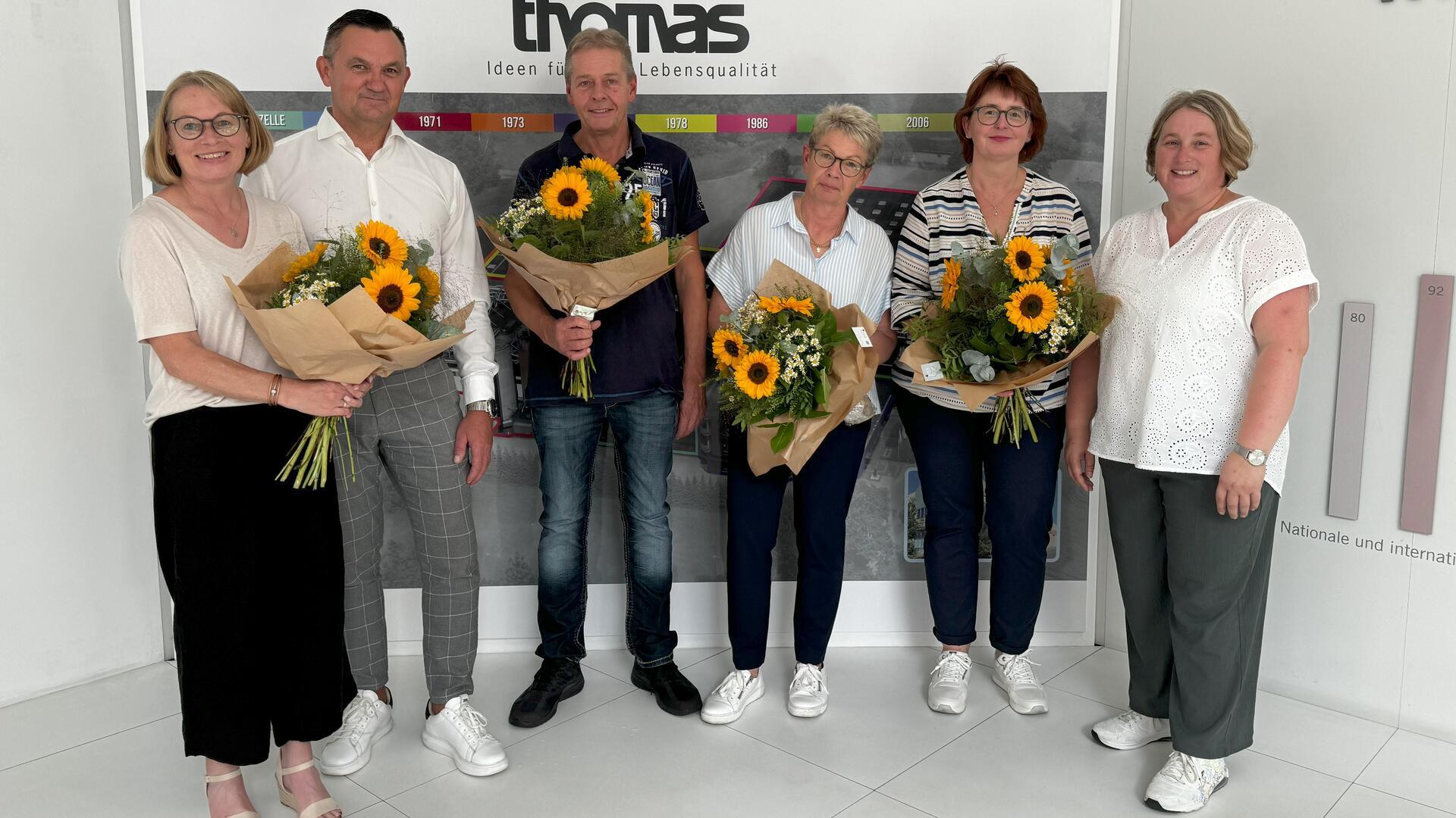 Die Jubilare der Thomas Holding (von links): Petra Detjen, Withold Cyman, Ralf Blöcker, Gisela Nielsen, Tanja Eckhoff und Yvonne Henning.