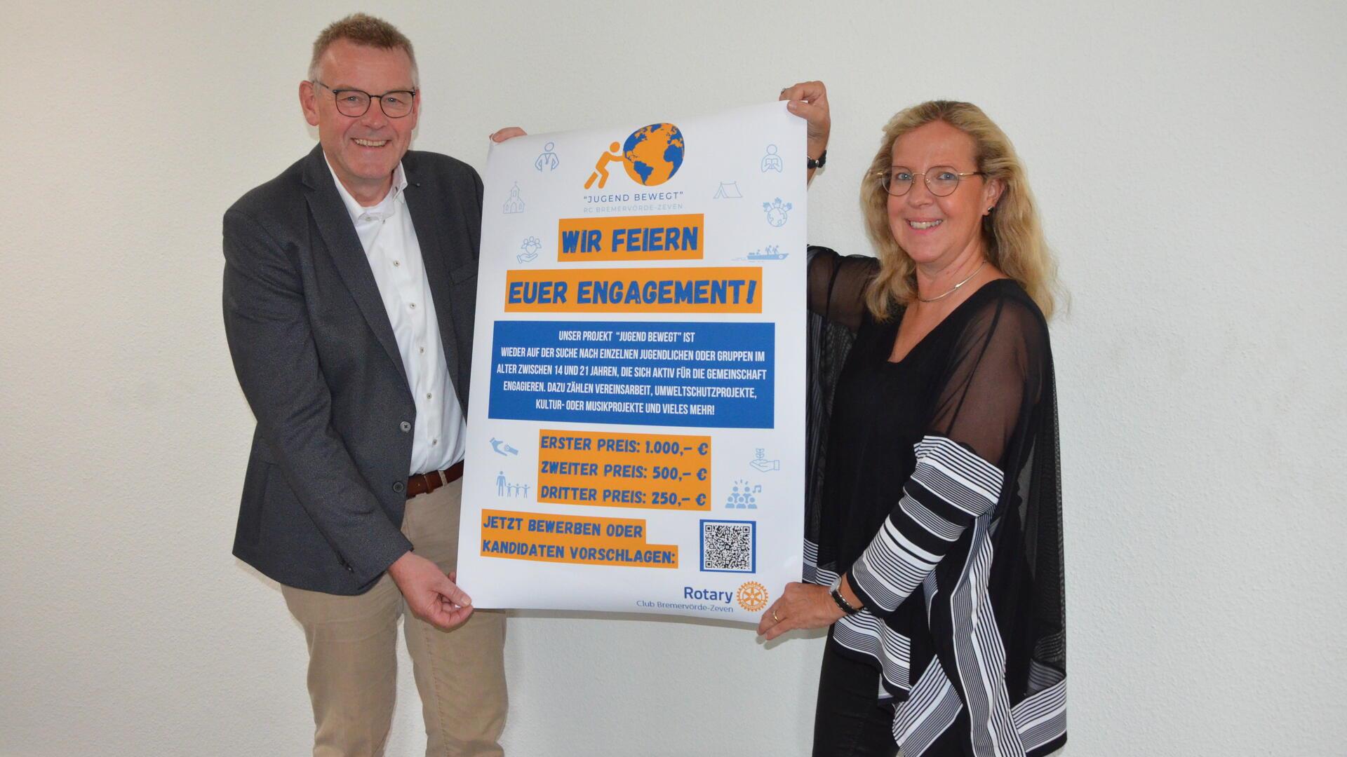 Die Rotary-Club-Präsidentin Yvonne Beißenhirtz und ihr Nachfolger Andreas Pape hoffen auf möglichst viele Bewerbungen für den Rotary-Jugendpreis. 