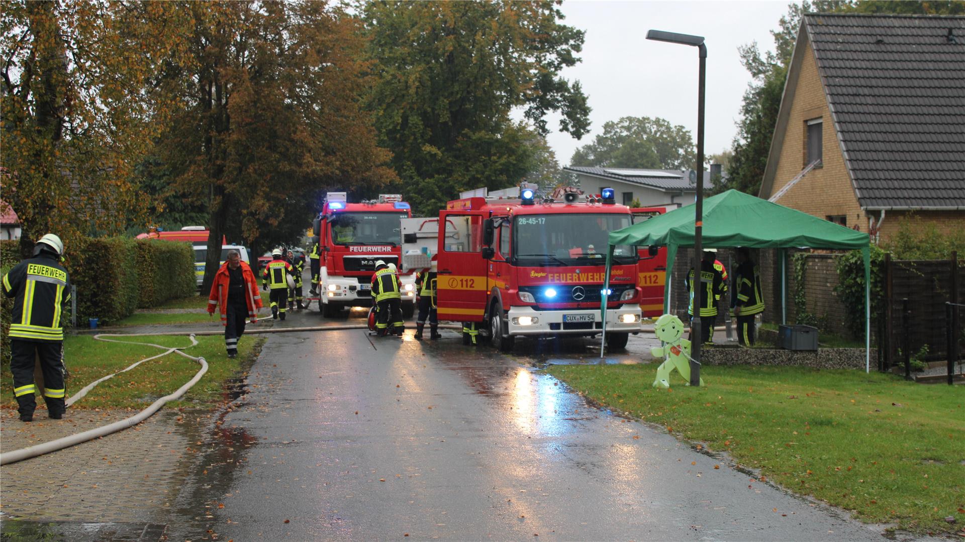 Ein Löscheinsatz war in Wehdel bei dem Einsatz der Feuerwehren der Gemeinde Schiffdorf in der Rohrstraße beim Flüchtlingsheim nicht notwendig.