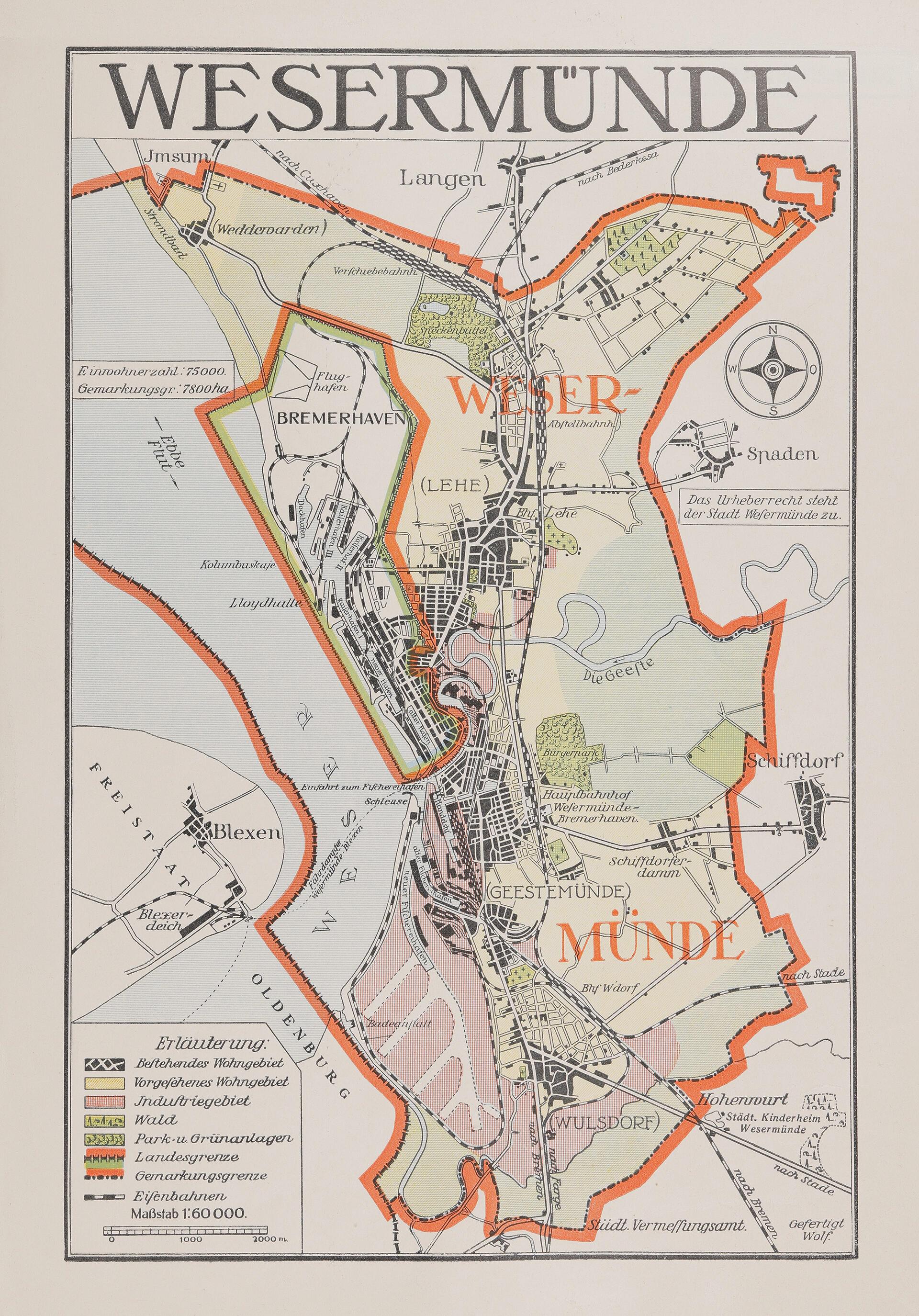 Eine Karte Wesermündes aus dem Jahr 1927.
