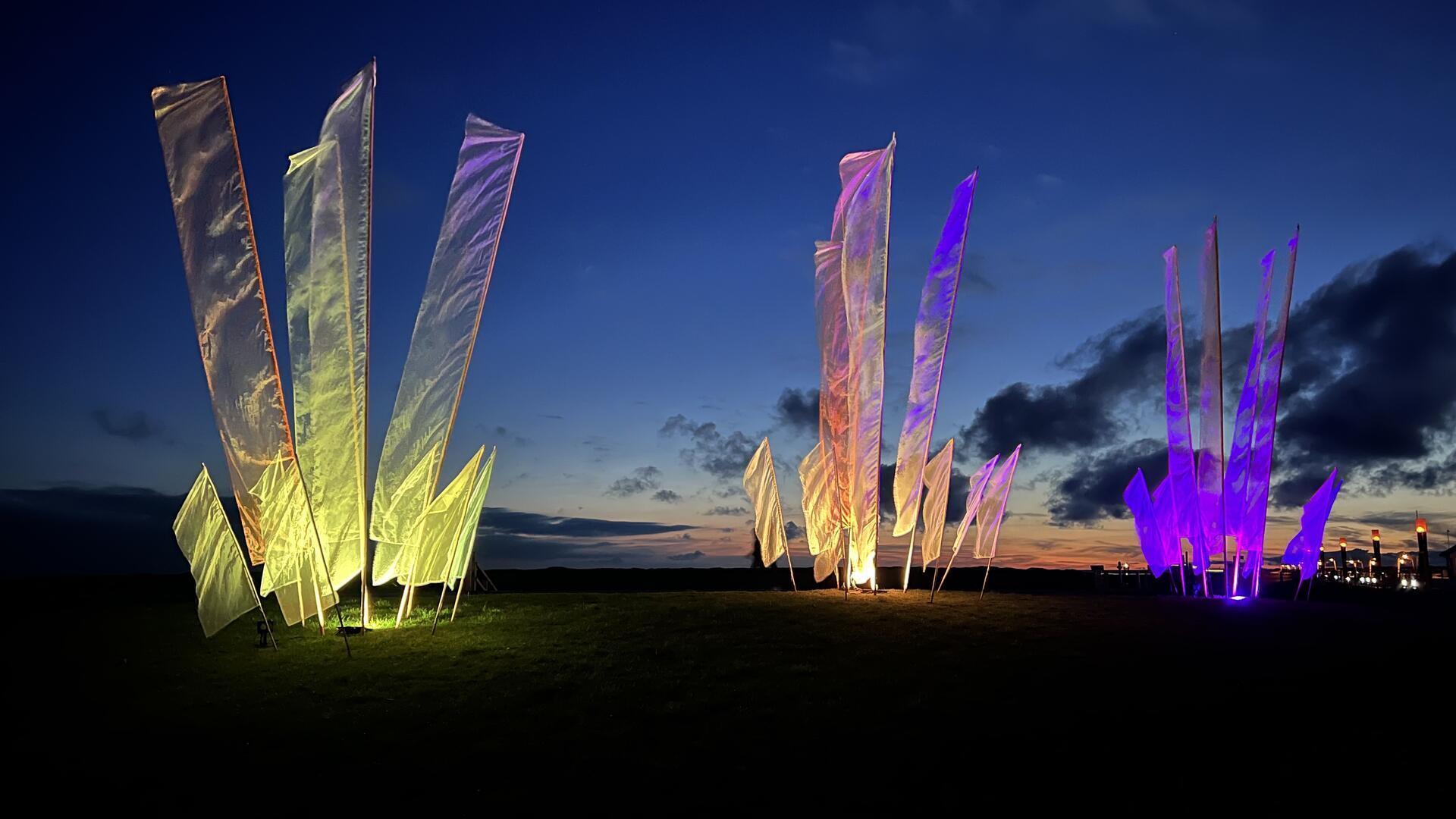 Einzigartige Lichteffekte sorgen auf dem Nordlichter Lichterfest in Bremervörde für eine magische Stimmung.