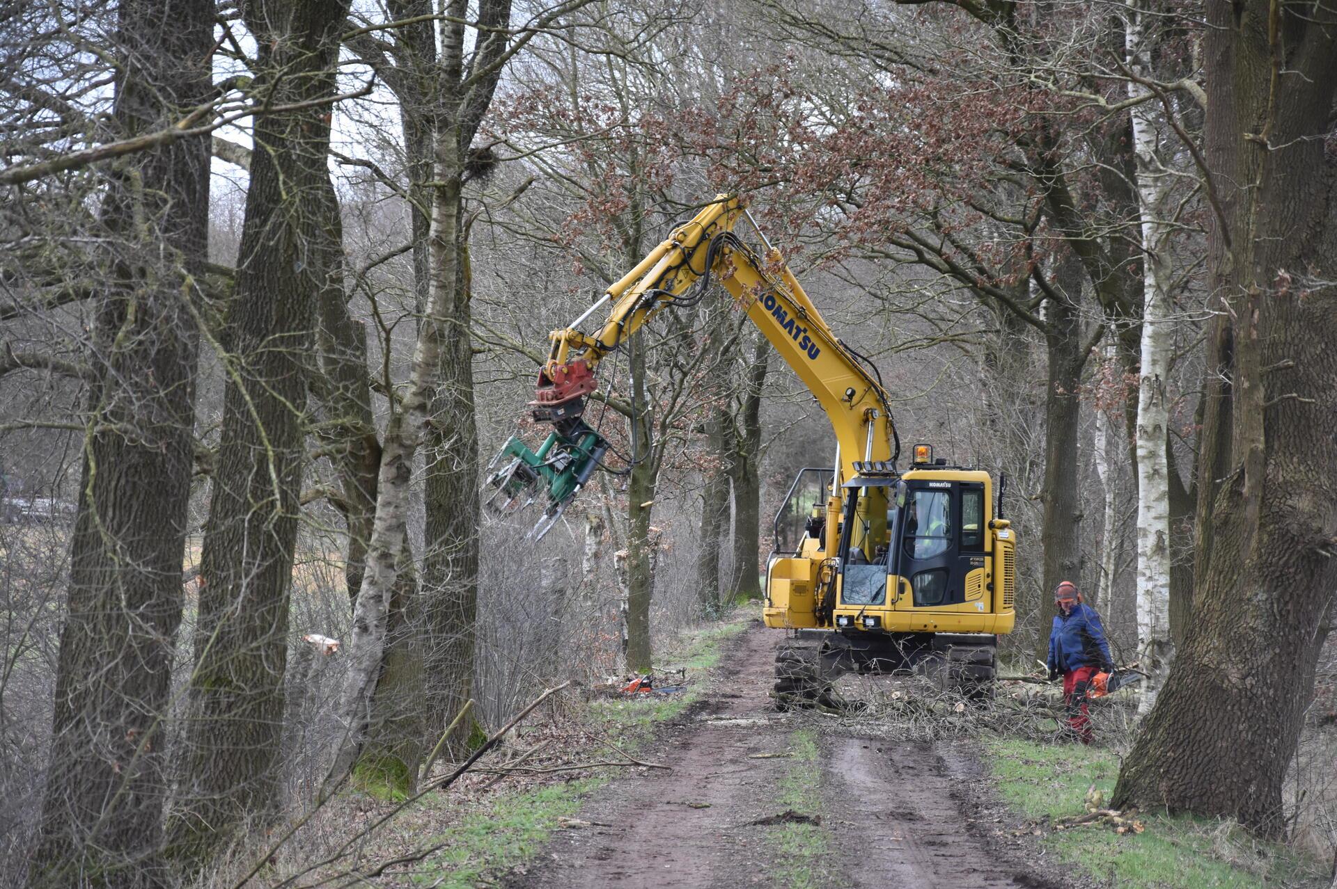 Das Foto zeigt den Bagger in Aktion. 