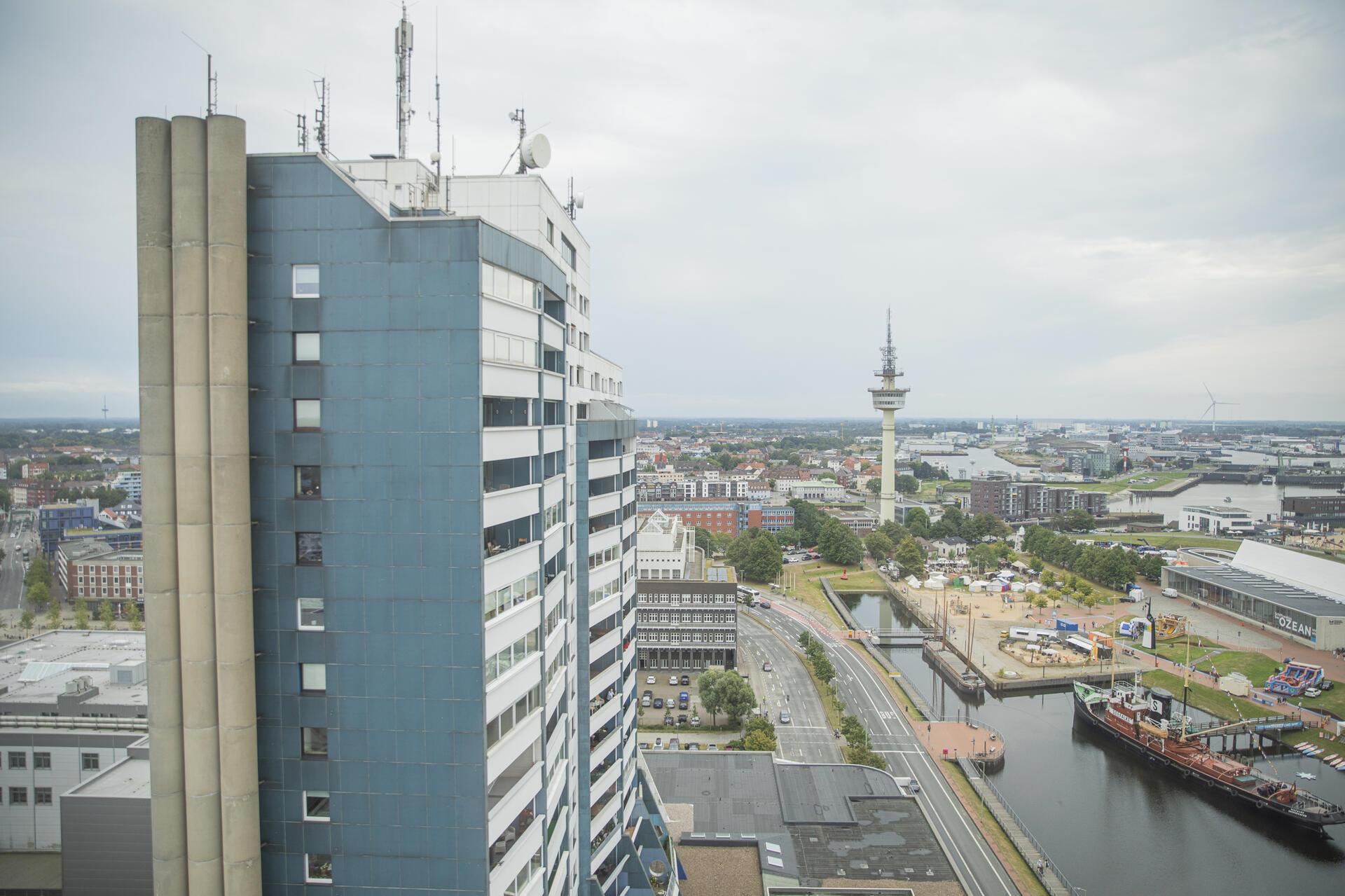 Im 19. Stock des Columbus-Center haben die Bewohner einen weiten Blick über den ...