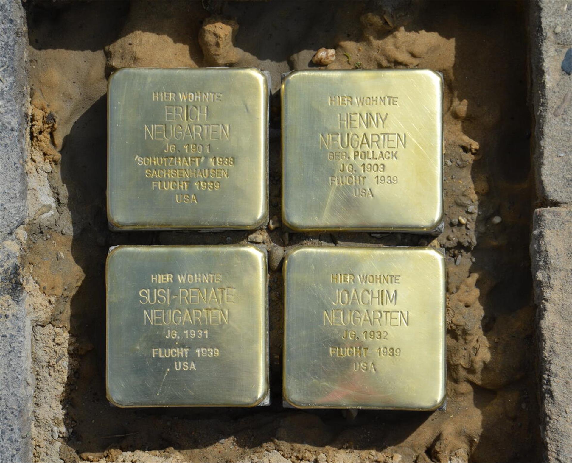 Stolpersteine im Gedenken der Familie Erich Neugarten