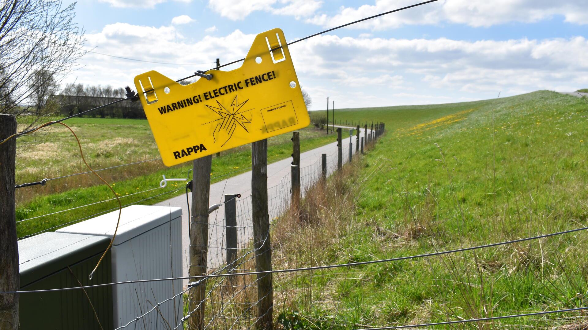 In der Osterstader Marsch wurde der Schutz der auf dem Deich weidenden Schafe zuletzt 2023 verstärkt. Der neue Elektro-Zaun ist 1,60 Meter hoch und soll Wölfe mit 4.000 Volt abschrecken.