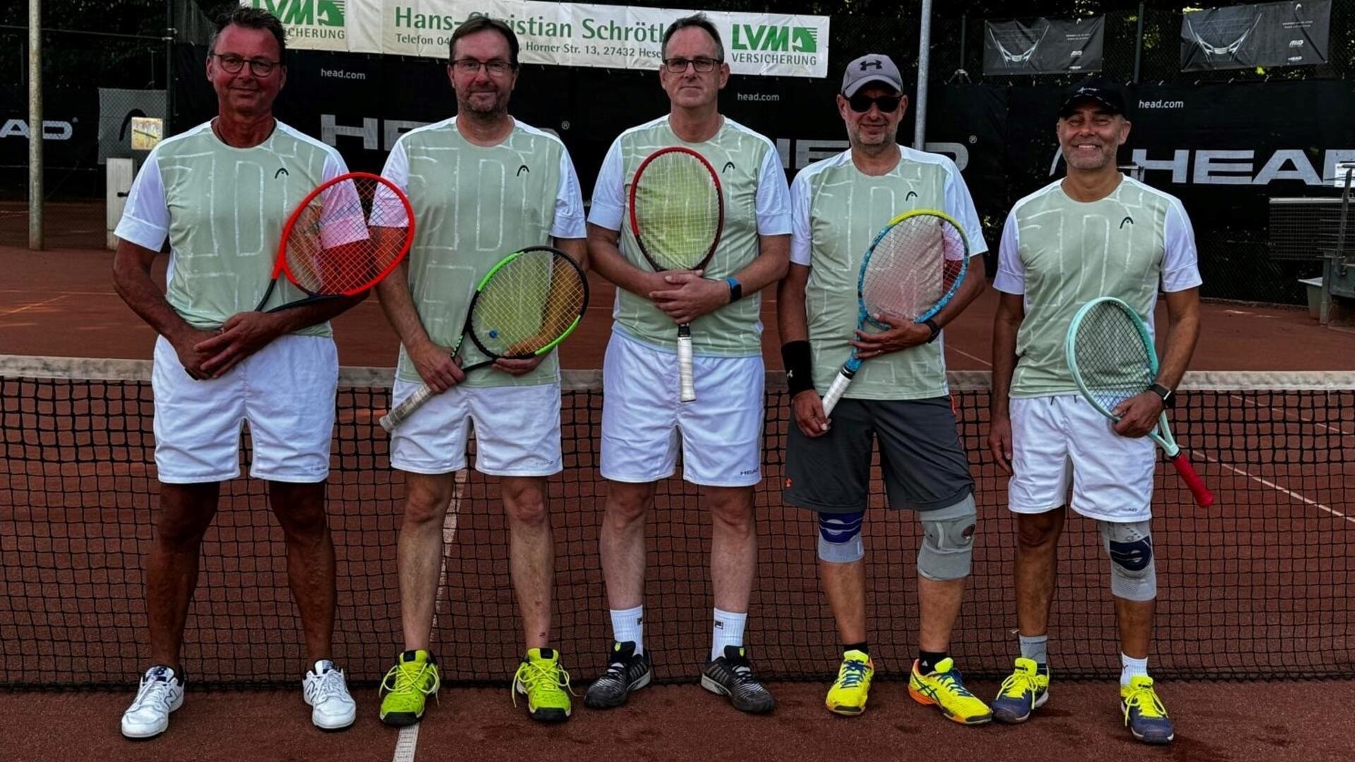 Meister der Verbandsklasse Herren 50: Ingo Burfeind, Eike Kohlmetz-Jebram, Michael Heyer, Andreas Geldbach und Heiko Schröder.