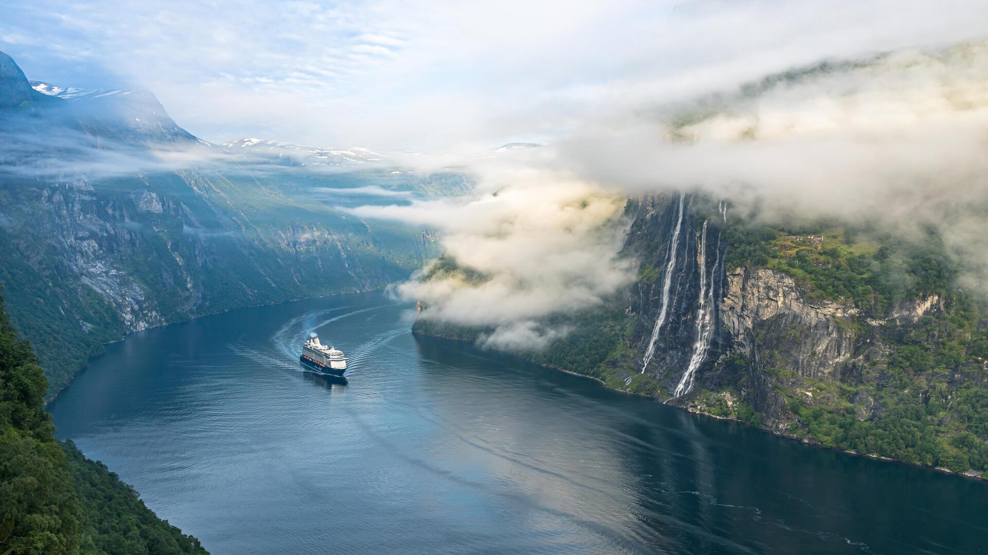 Norwegen - von Bremerhaven aus immer noch das beliebteste Kreuzfahrt-Ziel. Die Aufnahme entstand im Geirangerfjord.