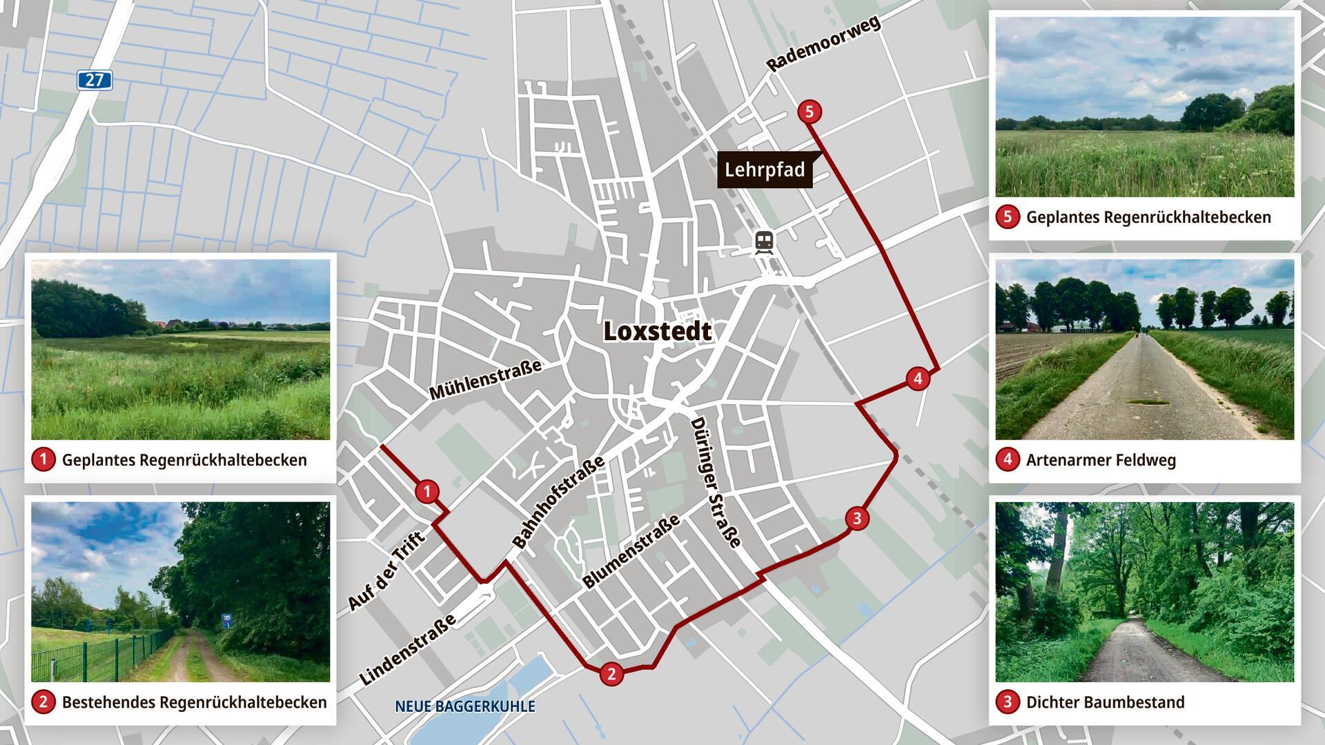 So könnte das "Grüne Wasserband" in der Gemeinde Loxstedt eines Tages aussehen. Karte: Landkreis/Grafik Gausmann