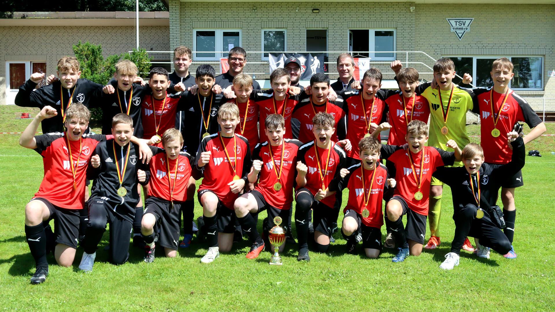 U14-Kreispokalsieger JFV Concordia nach dem Endspielerfolg gegen Ummel.