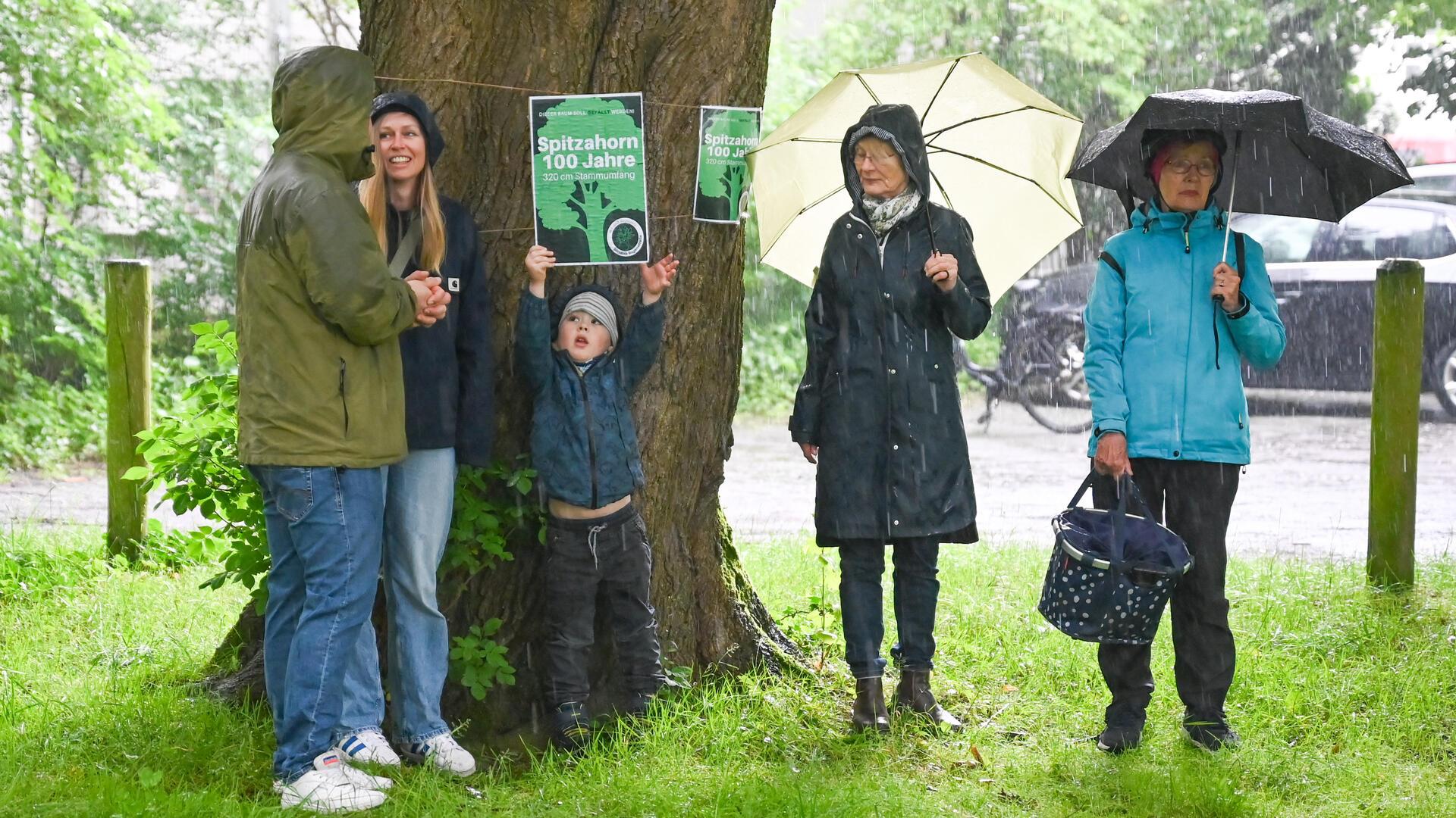 Protestaktion in der Bogenstraße für den erhalt alter Bäume